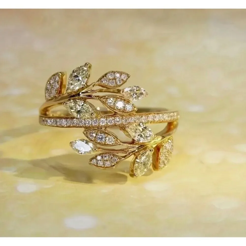 18K Gold Pladed Leaf-Inspired Ring